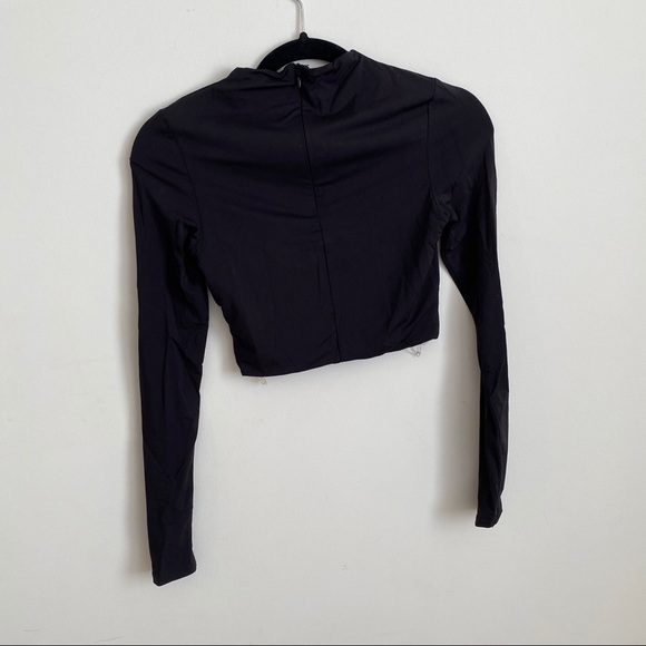 Meshki black mock neck longsleeve crop top - Picture 4 of 5